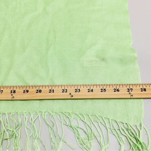 Pashmina 100% Pashmina Scarf With Tassels:Lime Bridal Shawl, Green 28x66‎ Thin - Picture 6 of 9